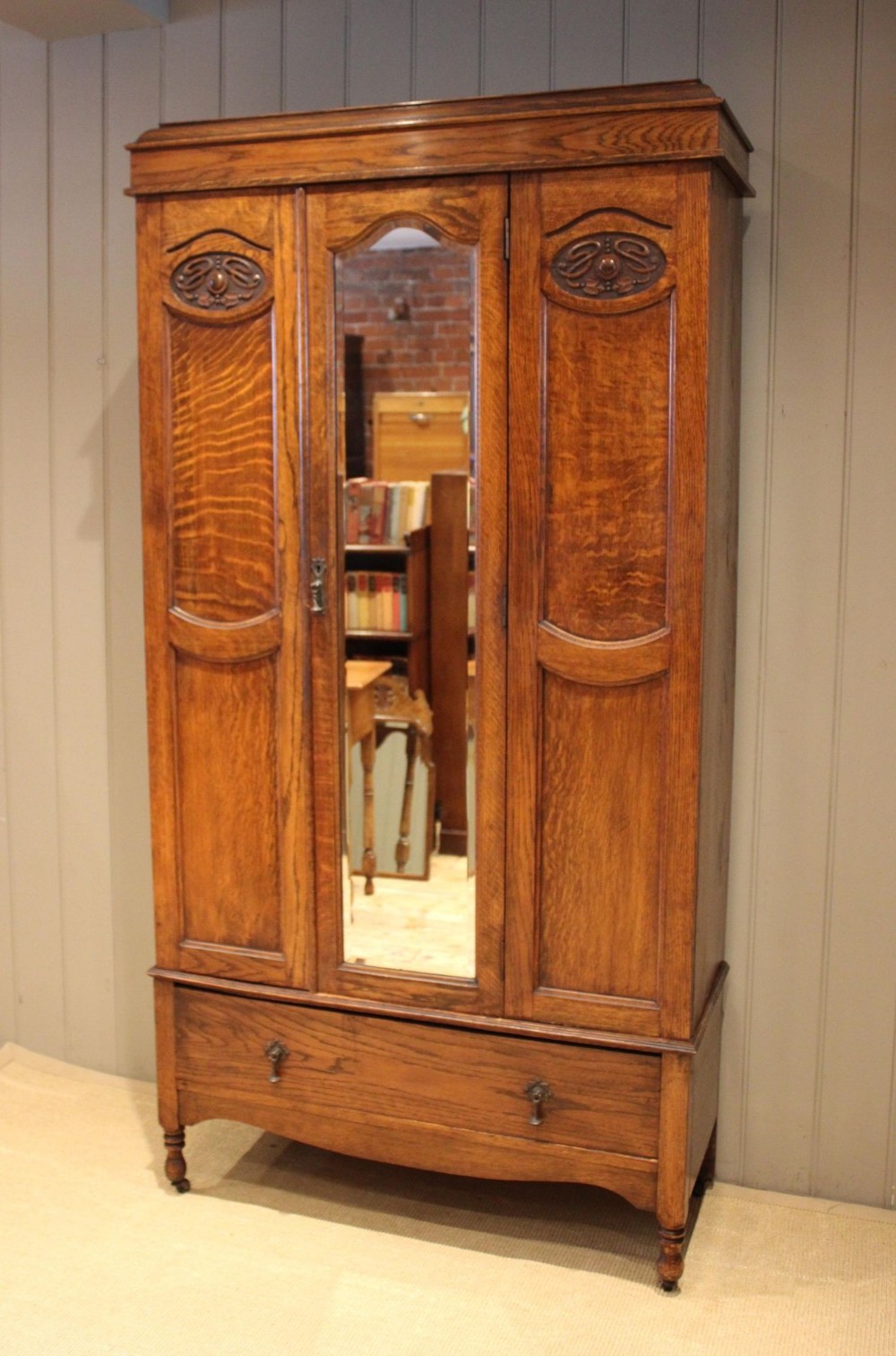 Edwardian Solid Oak Wardrobe