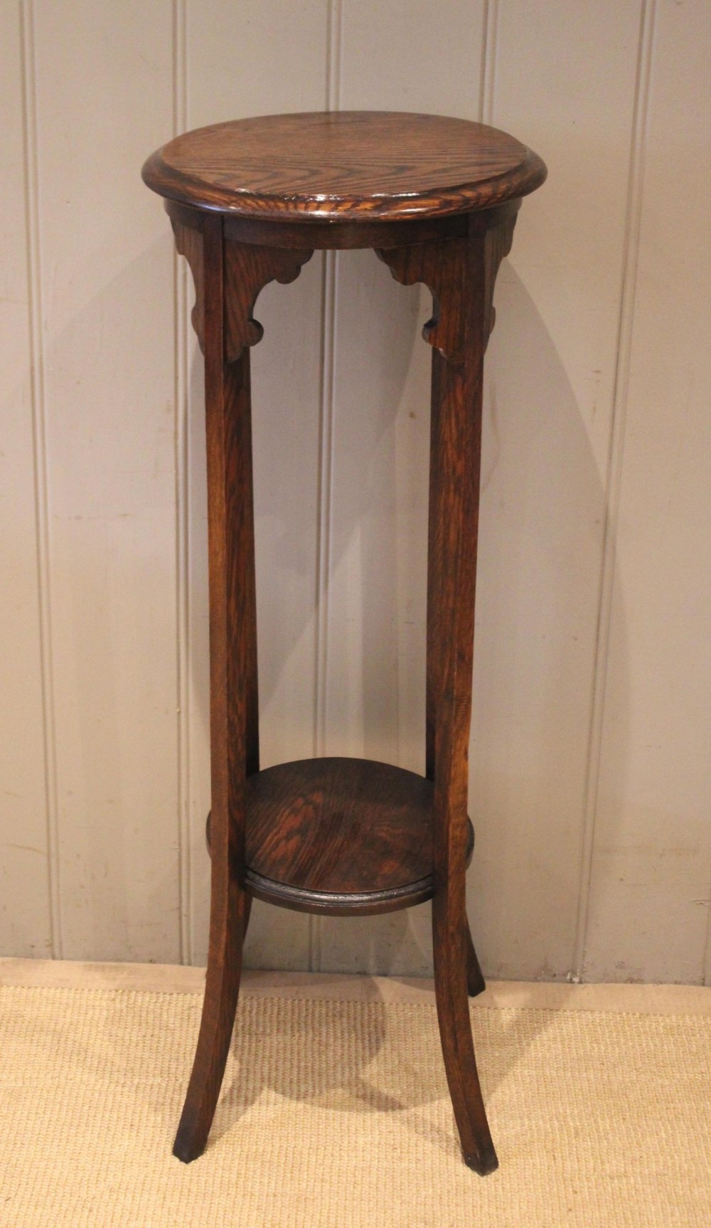 Solid Oak Jardiniere Stand
