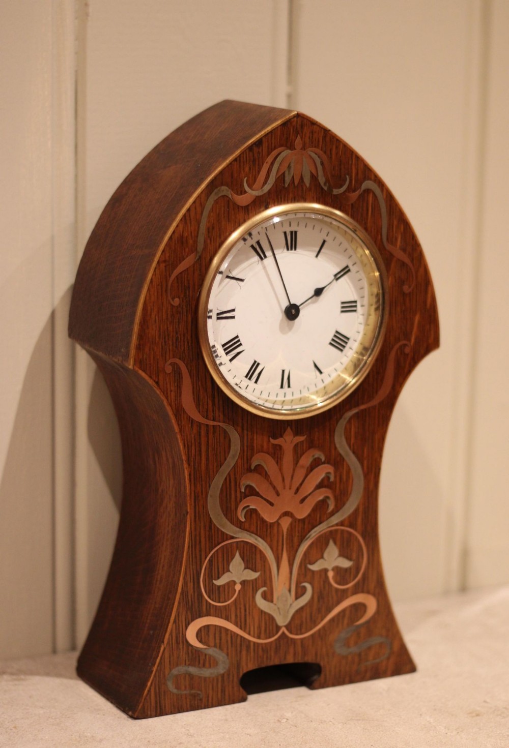 Arts & Crafts Oak Mantel Clock