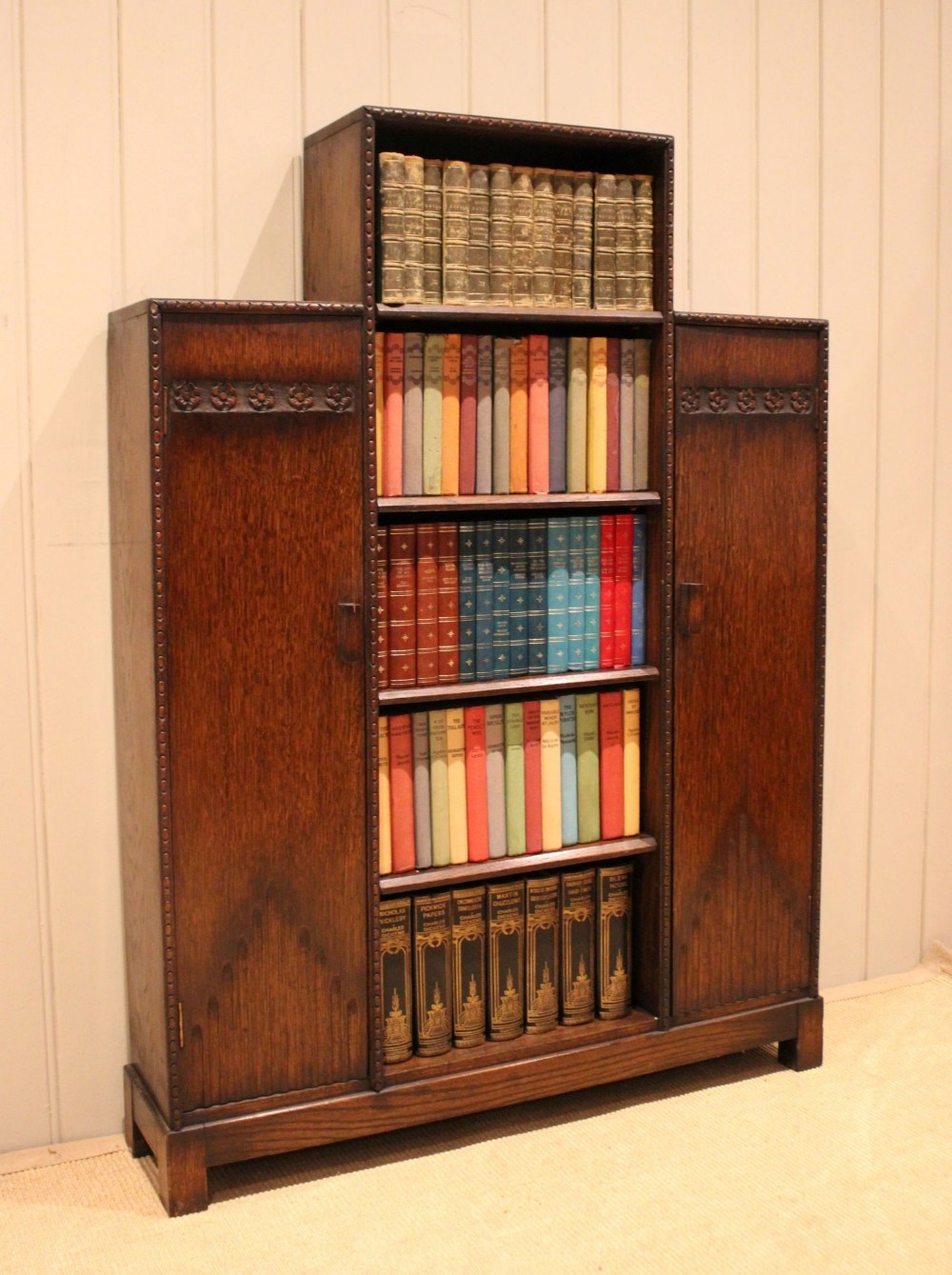 Oak Art Deco Style Cabinet Bookcase