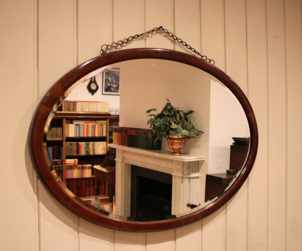 Oval Walnut Wall Mirror
