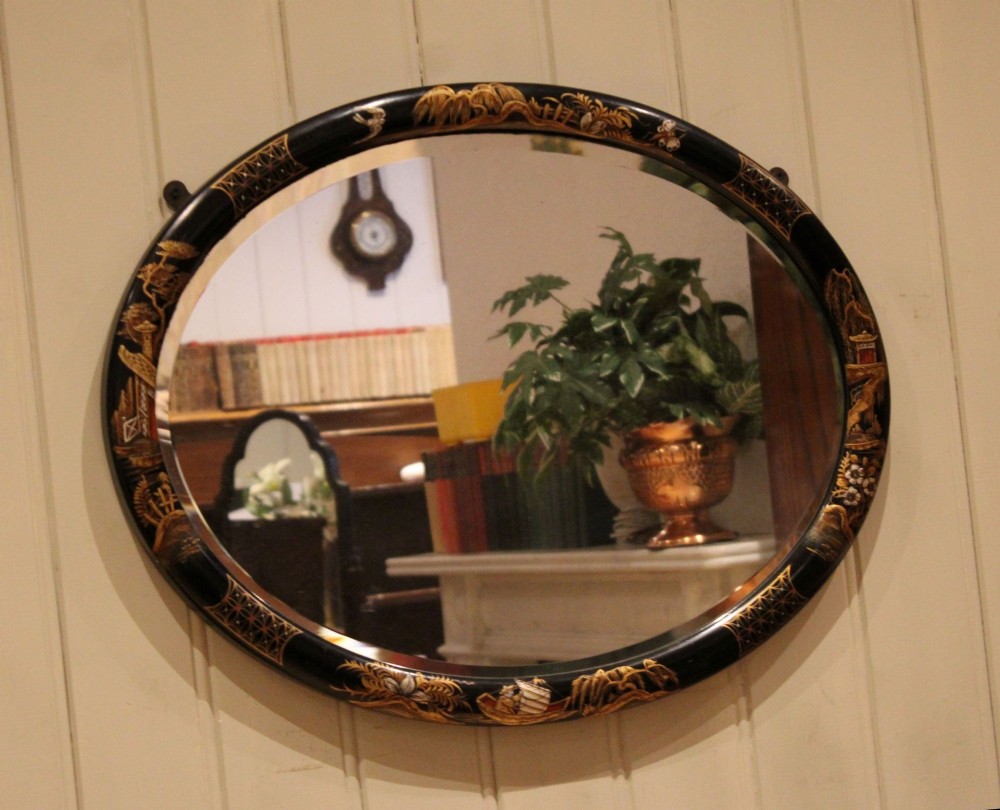 Black Chinoiserie Wall Mirror
