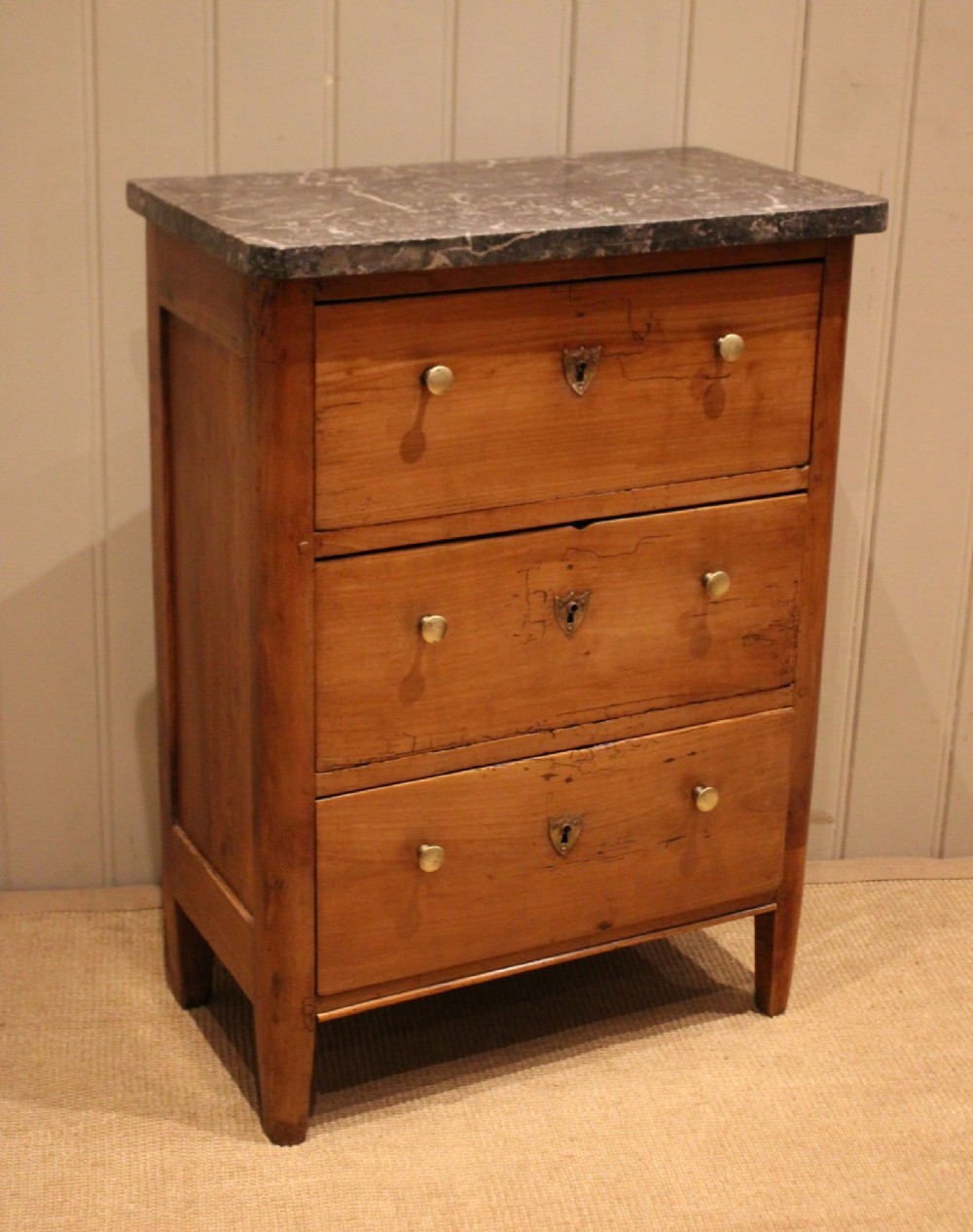 Small Proportioned French Cherry Wood Chest Of Drawers