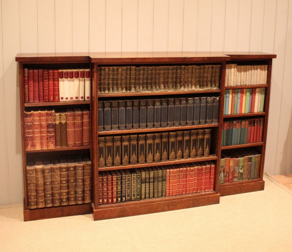 Late 19th Century Mahogany Open Breakfront Bookcase