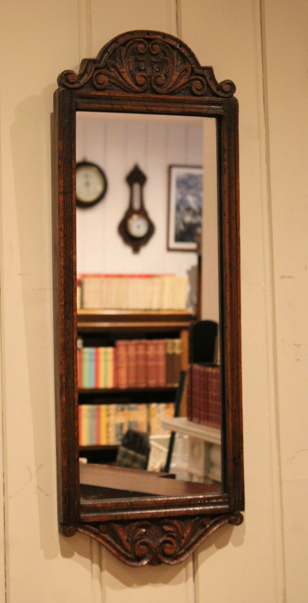 Small Carved Oak Wall Mirror