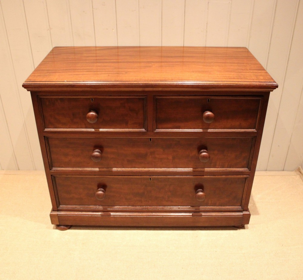 Late 19th Century Solid Mahogany Low Chest Of Drawers