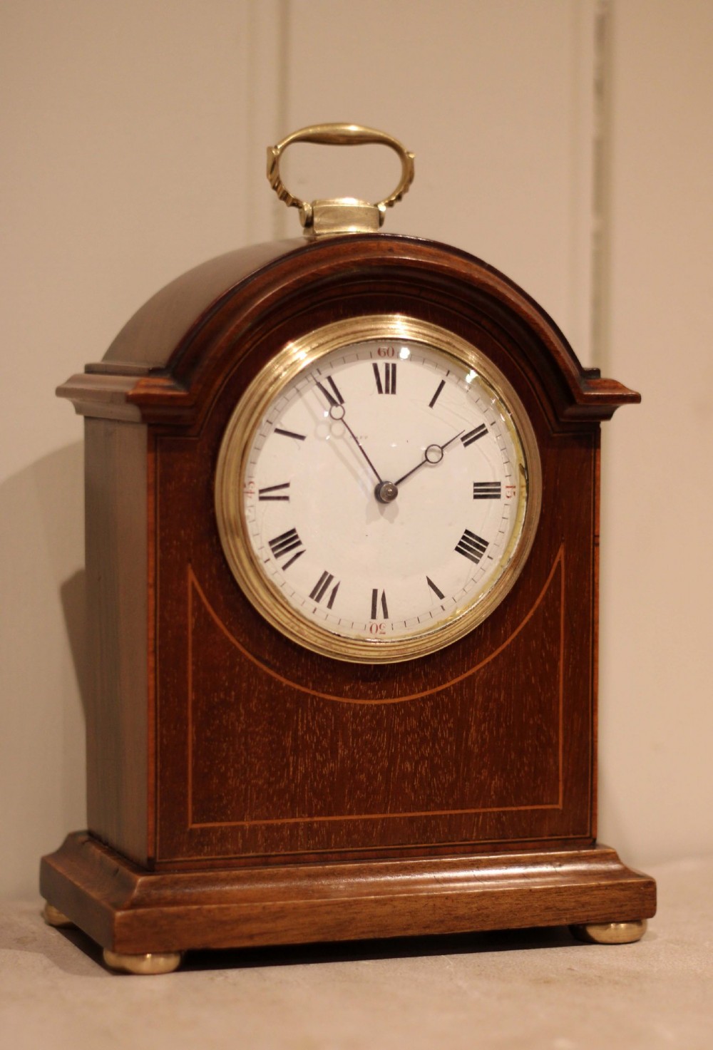 Mahogany Arch Top Timepiece Mantel Clock View VI
