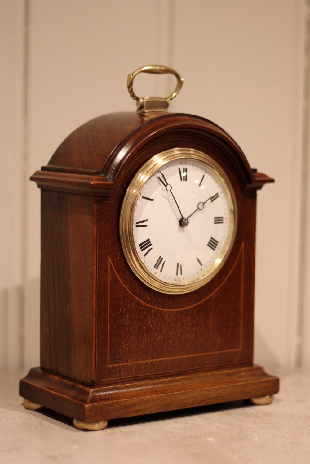 Mahogany Arch Top Timepiece Mantel Clock View VIII