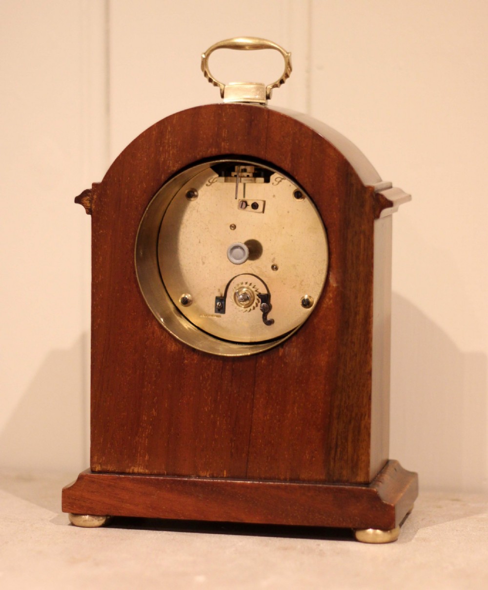 Mahogany Arch Top Timepiece Mantel Clock View XII