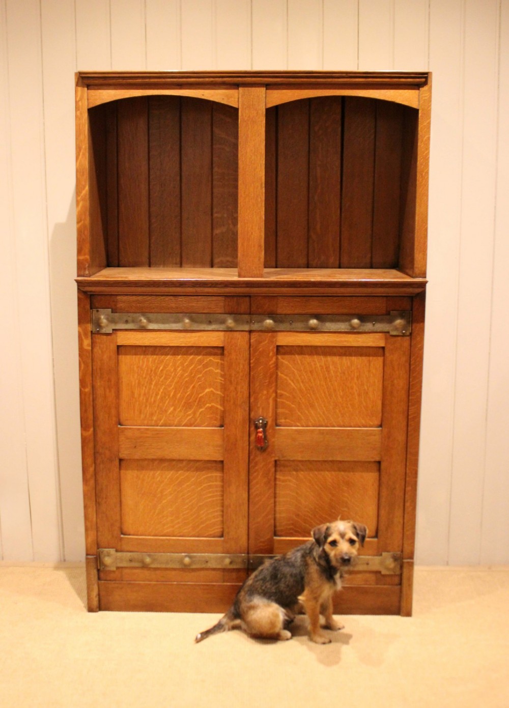 Substantial Golden Oak Arts & Crafts Cabinet View VI