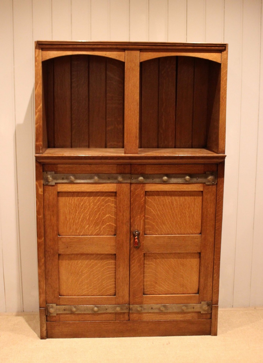 Substantial Golden Oak Arts & Crafts Cabinet View VIII