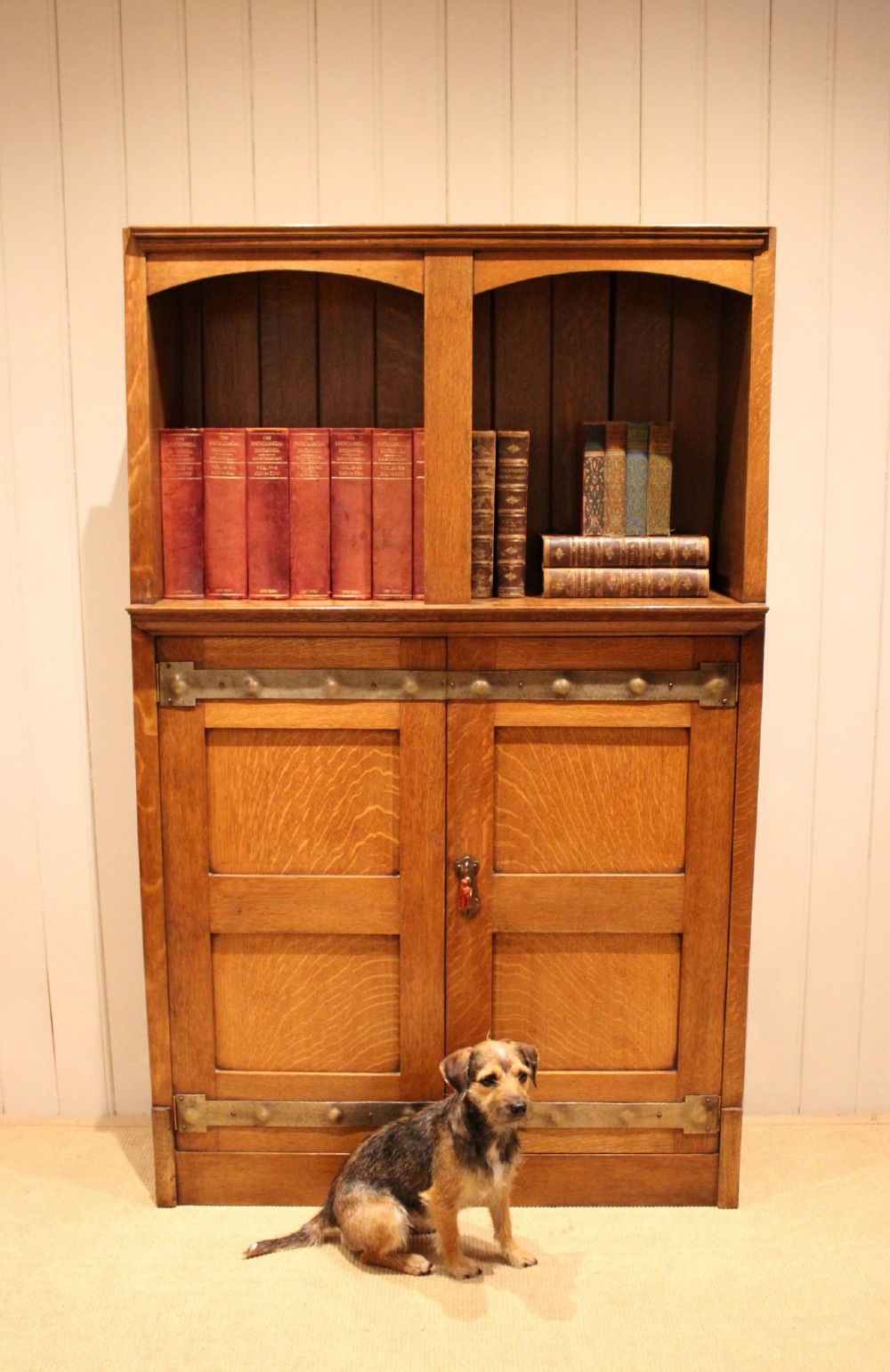 Substantial Golden Oak Arts & Crafts Cabinet View IX
