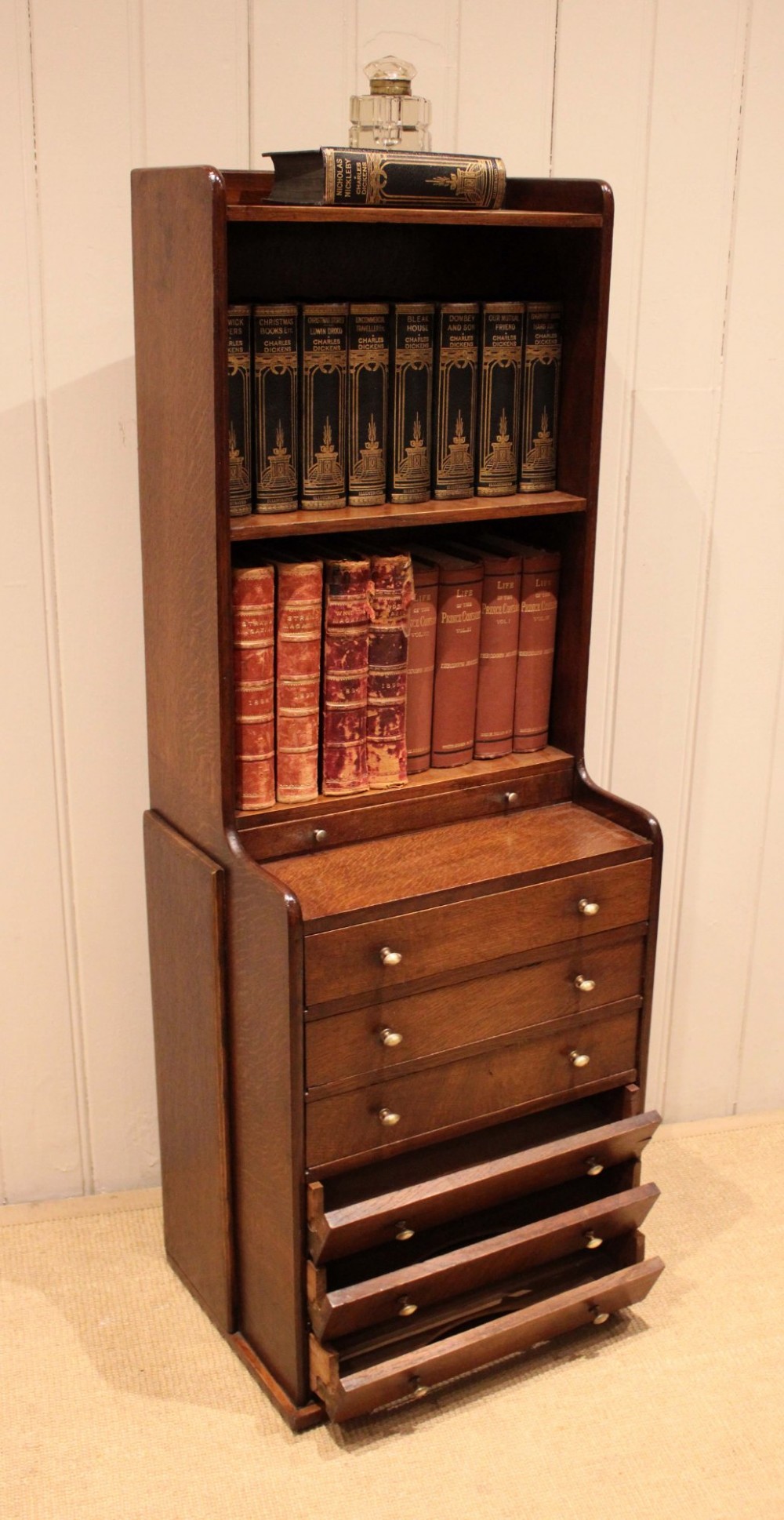 Unusual Oak Cabinet Bookcase View X