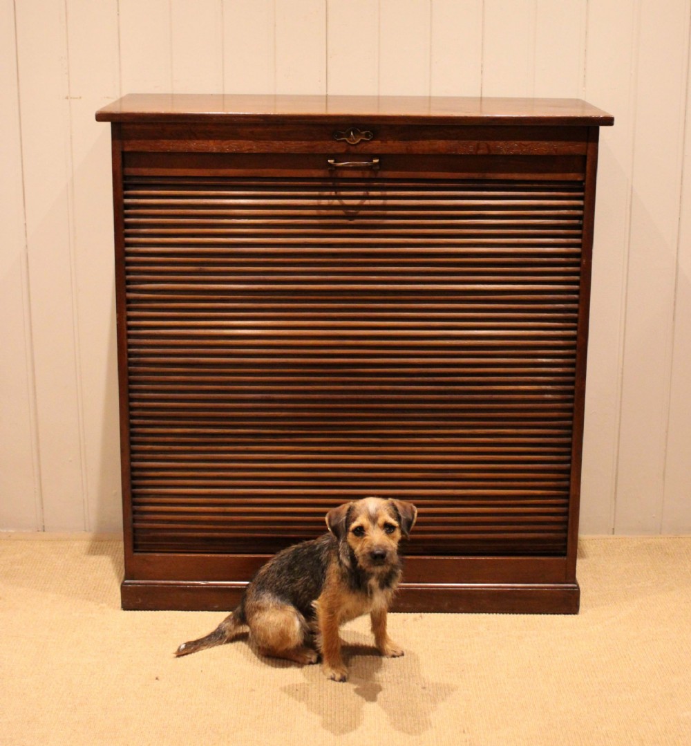 French Oak & Walnut Tambour Front Cabinet View VII