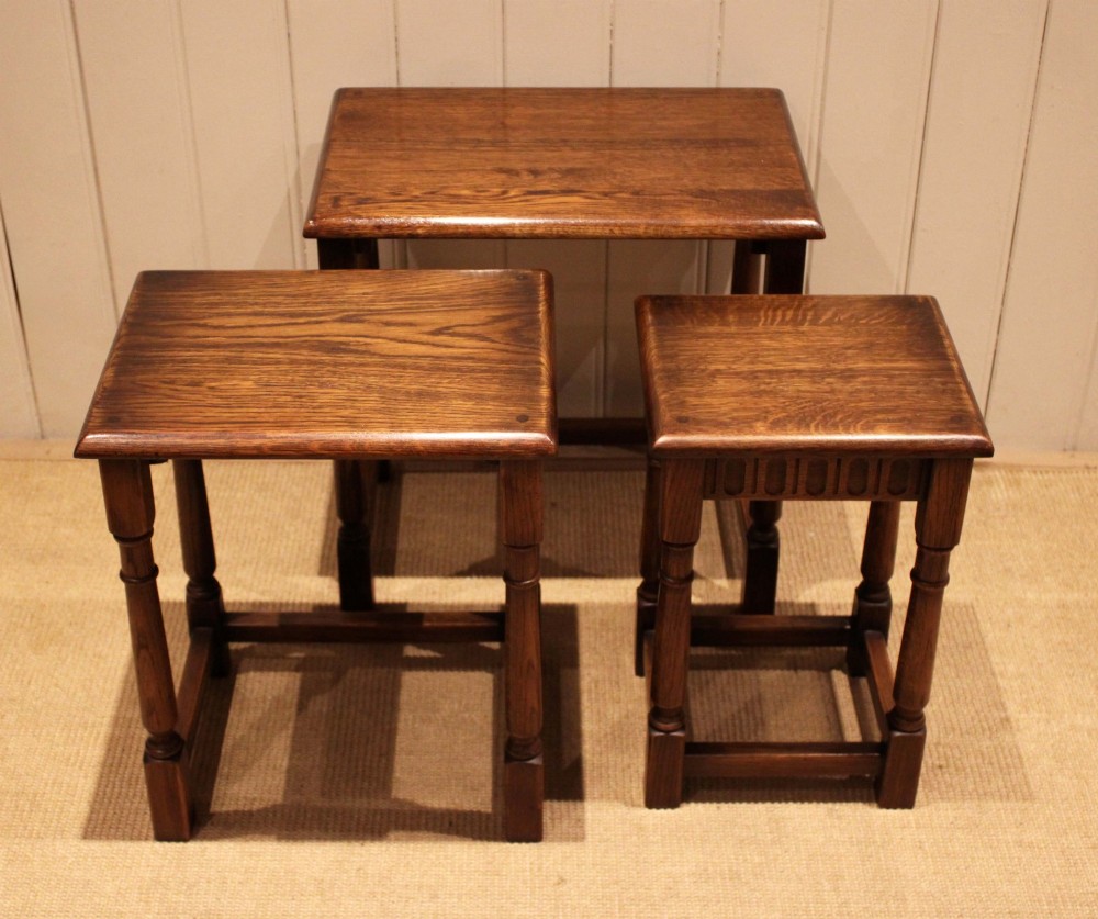Oak Nest Of Three Tables View II