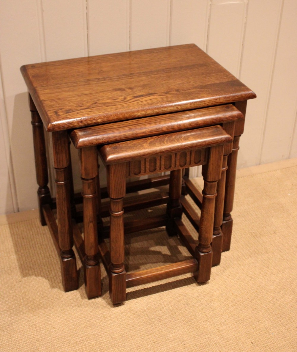 Oak Nest Of Three Tables View III