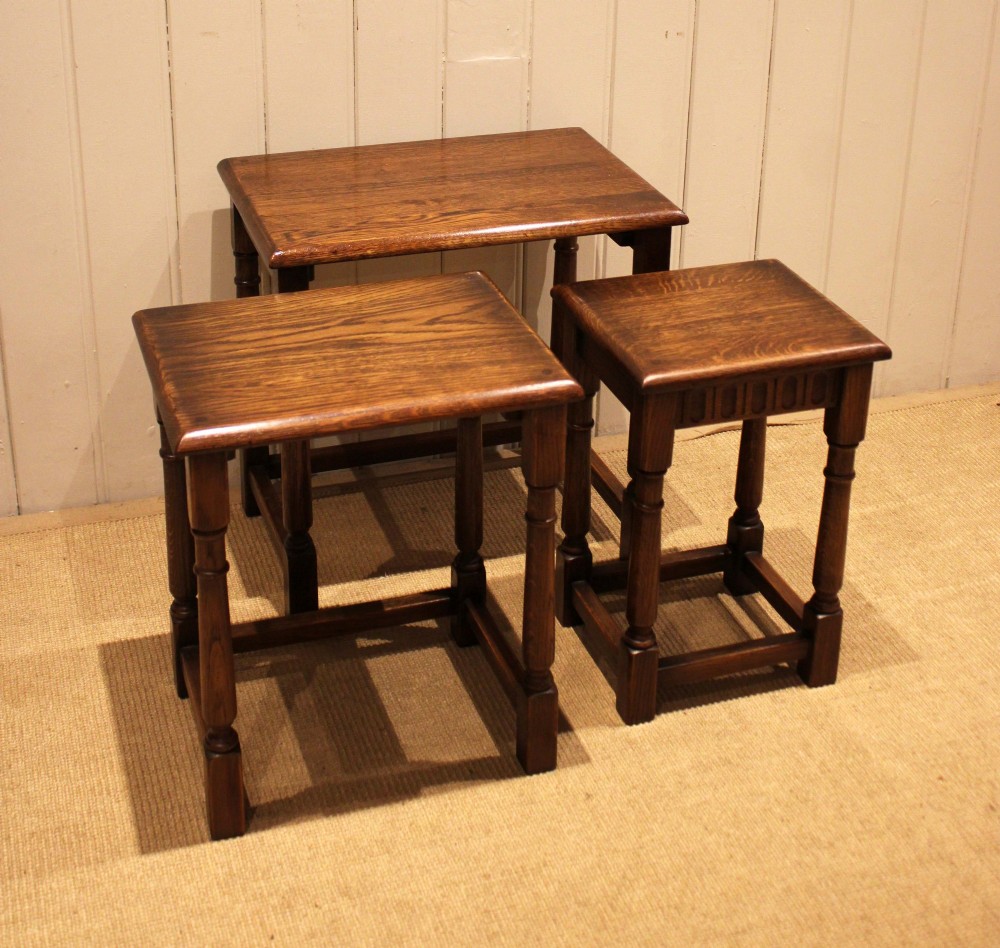 Oak Nest Of Three Tables View IV