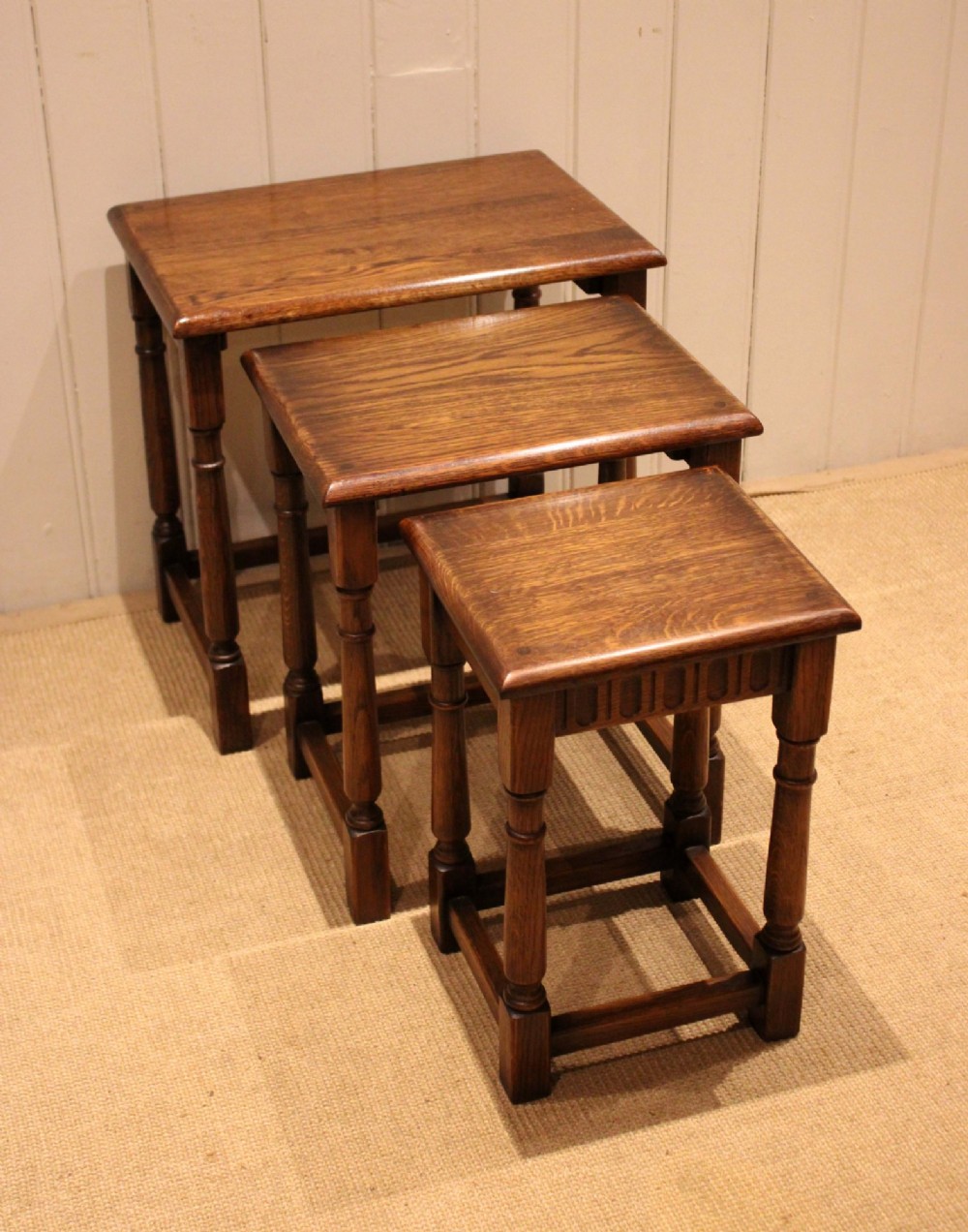 Oak Nest Of Three Tables View VIII