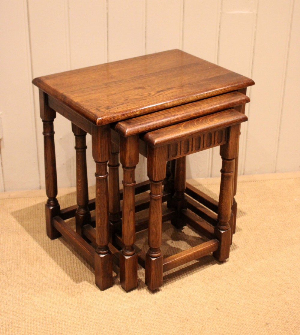 Oak Nest Of Three Tables View IX