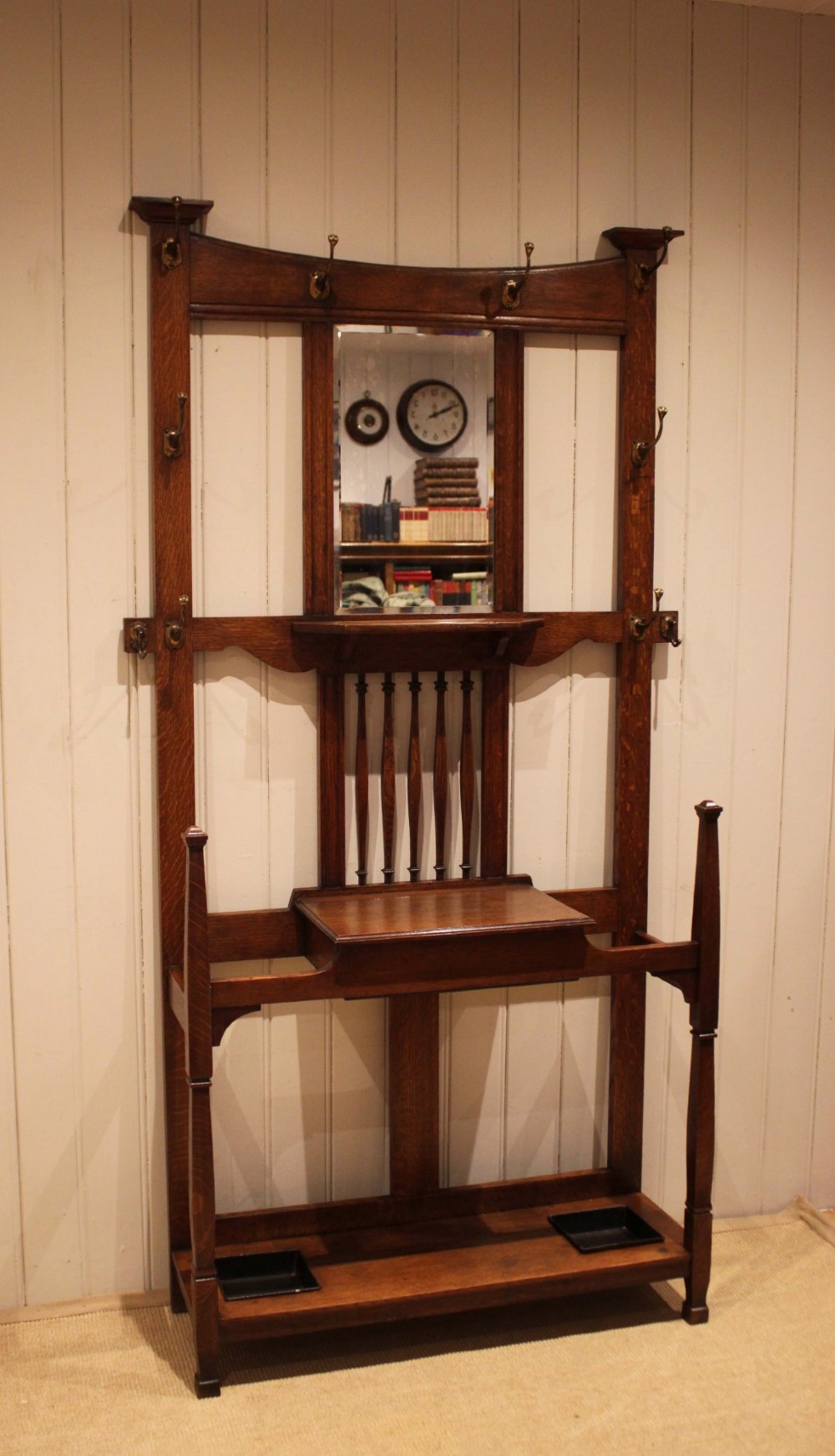 Substantial Arts & Crafts Oak Hall Stand View II