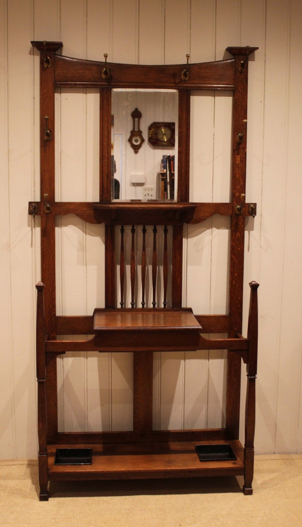 Substantial Arts & Crafts Oak Hall Stand View IV