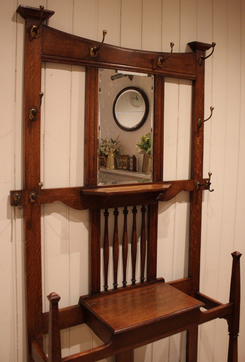 Substantial Arts & Crafts Oak Hall Stand View VIII