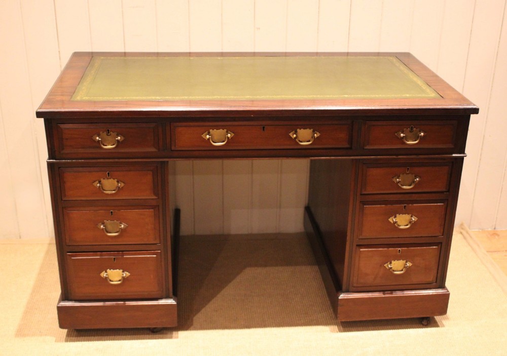 Edwardian Walnut Pedestal Desk
