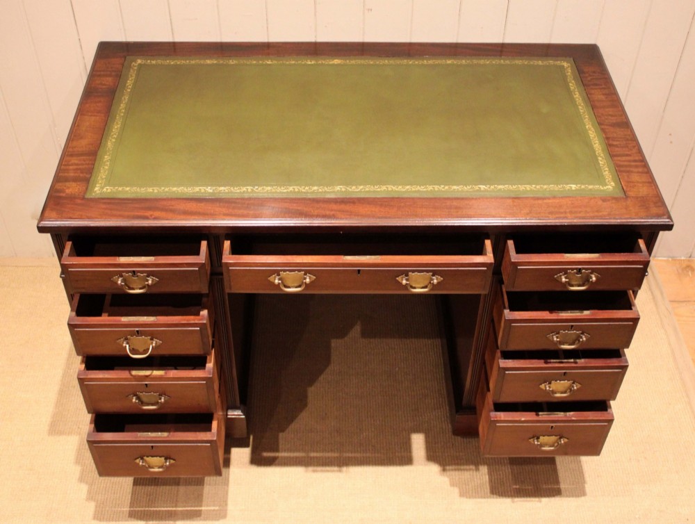 Edwardian Walnut Pedestal Desk View IV