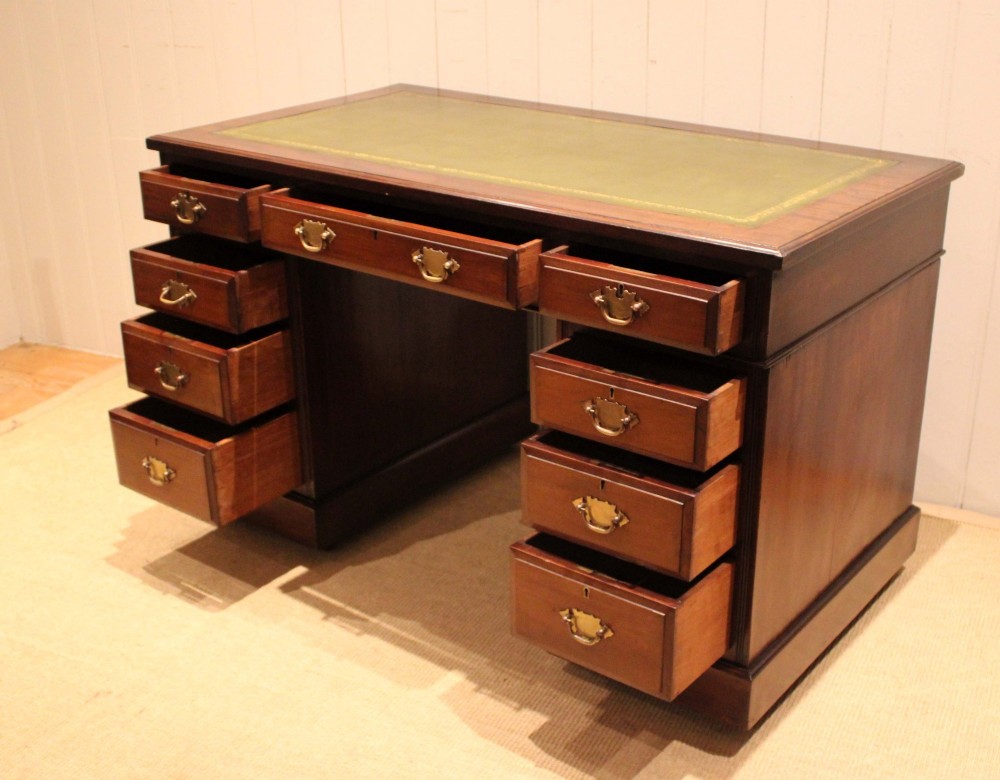 Edwardian Walnut Pedestal Desk View VII