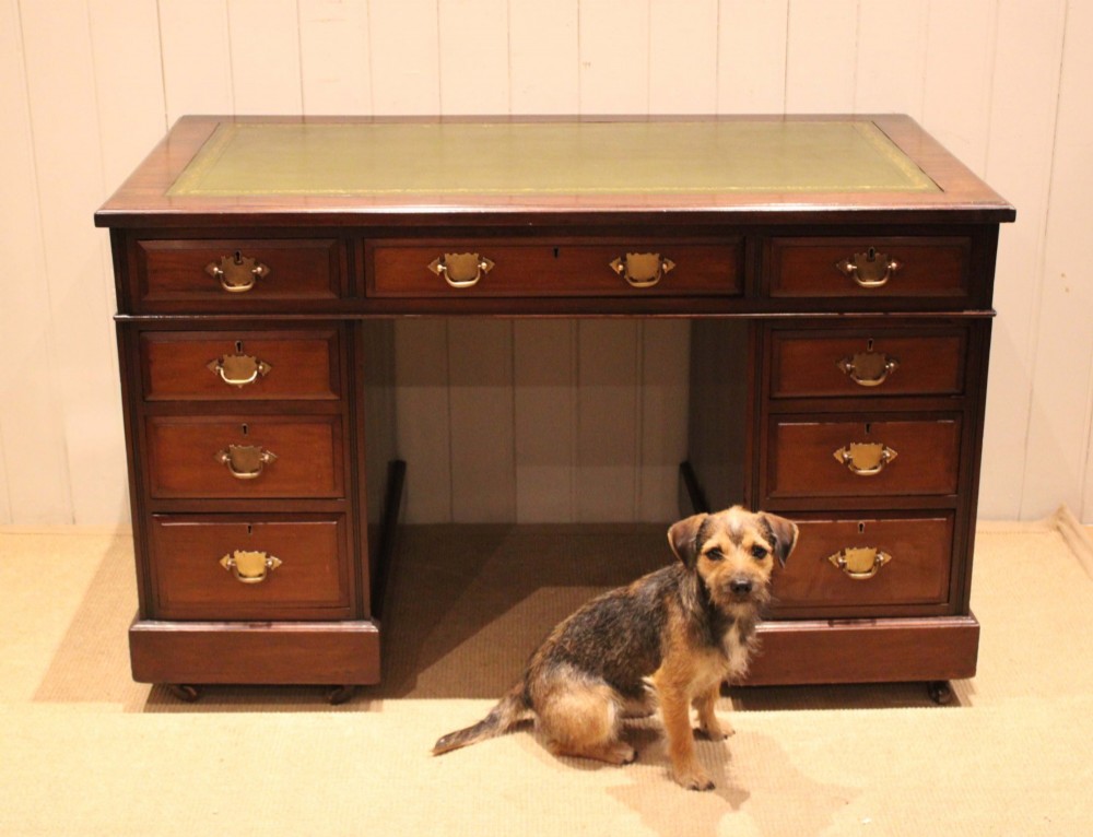Edwardian Walnut Pedestal Desk View X