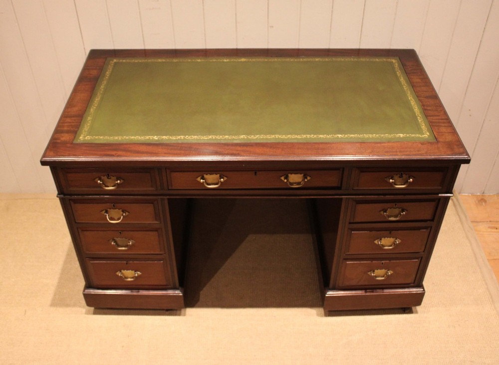 Edwardian Walnut Pedestal Desk View XI