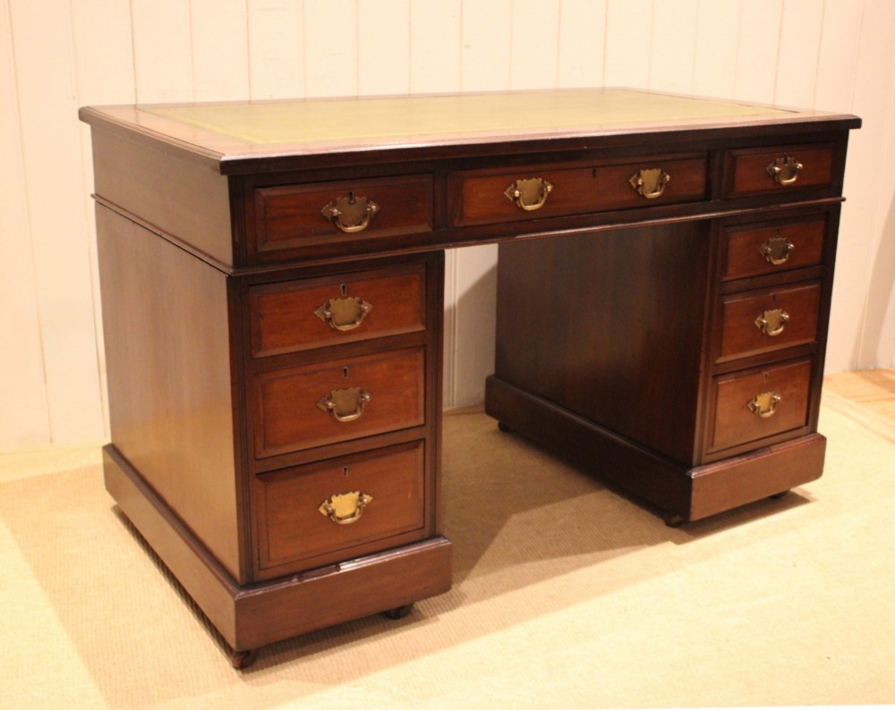 Edwardian Walnut Pedestal Desk View XIII