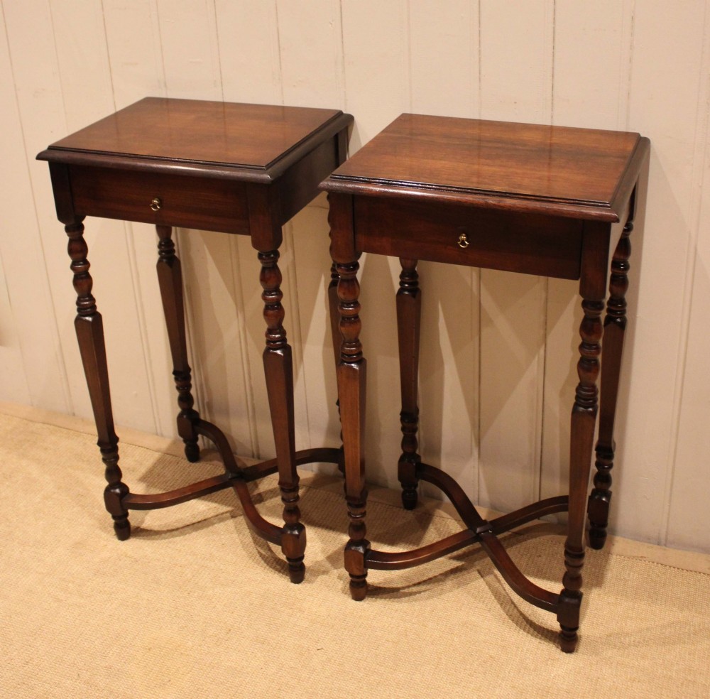 Pair Of French Dark Cherry Wood Tables