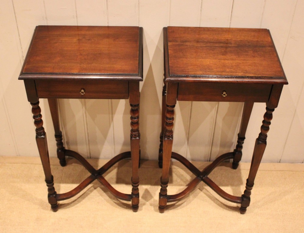 Pair Of French Dark Cherry Wood Tables View II