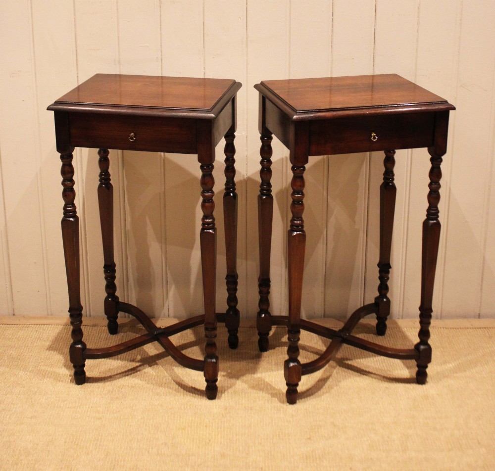 Pair Of French Dark Cherry Wood Tables View III