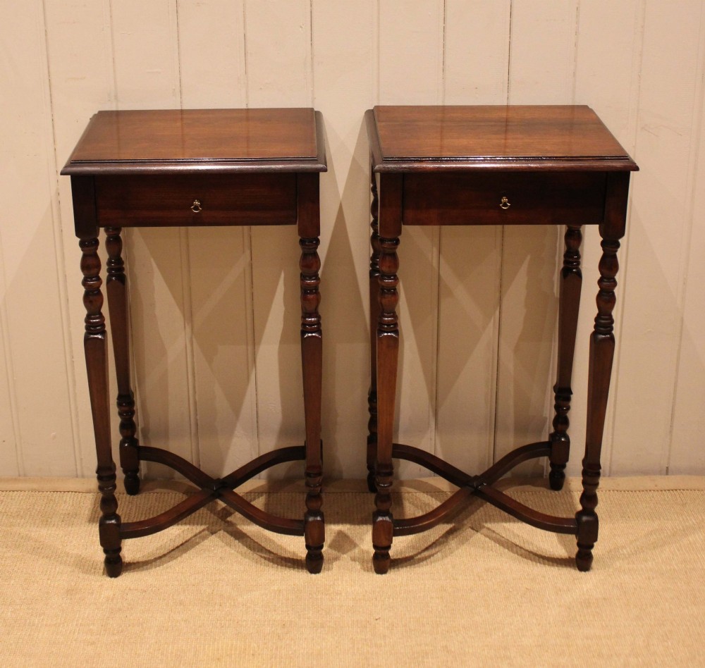 Pair Of French Dark Cherry Wood Tables View IV