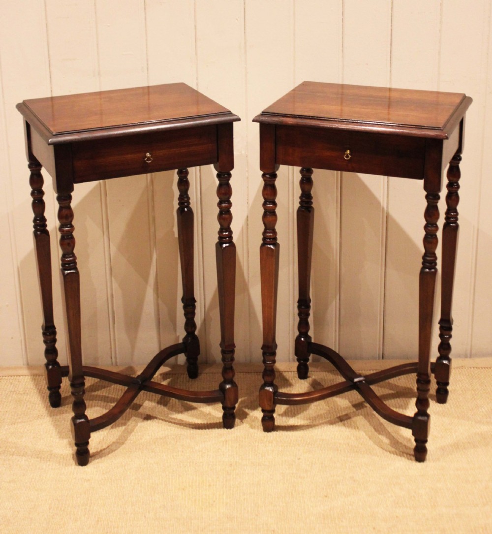 Pair Of French Dark Cherry Wood Tables View IX
