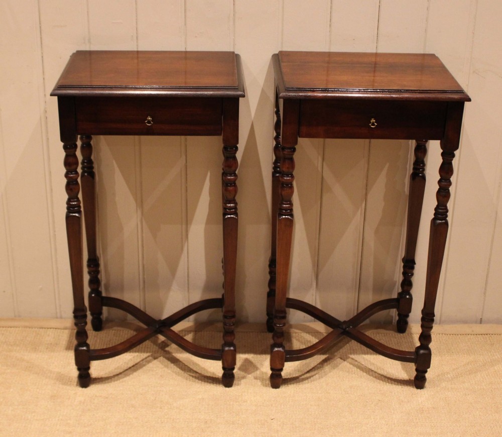 Pair Of French Dark Cherry Wood Tables View X