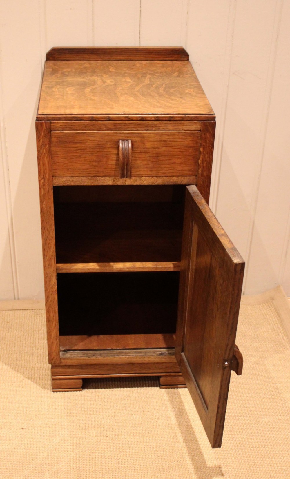 Oak Linenfold Bedside Cabinet View VI