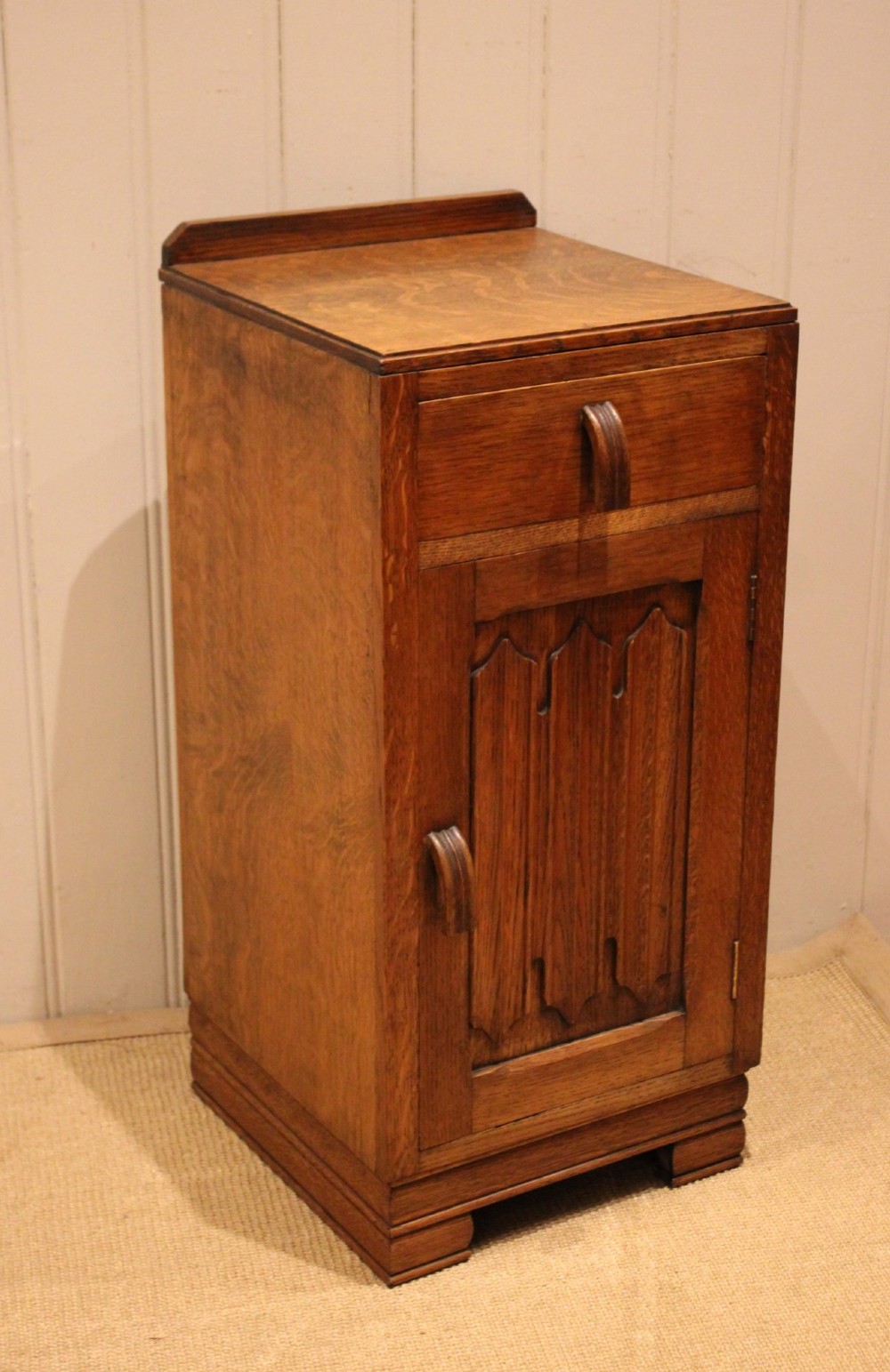 Oak Linenfold Bedside Cabinet View VIII