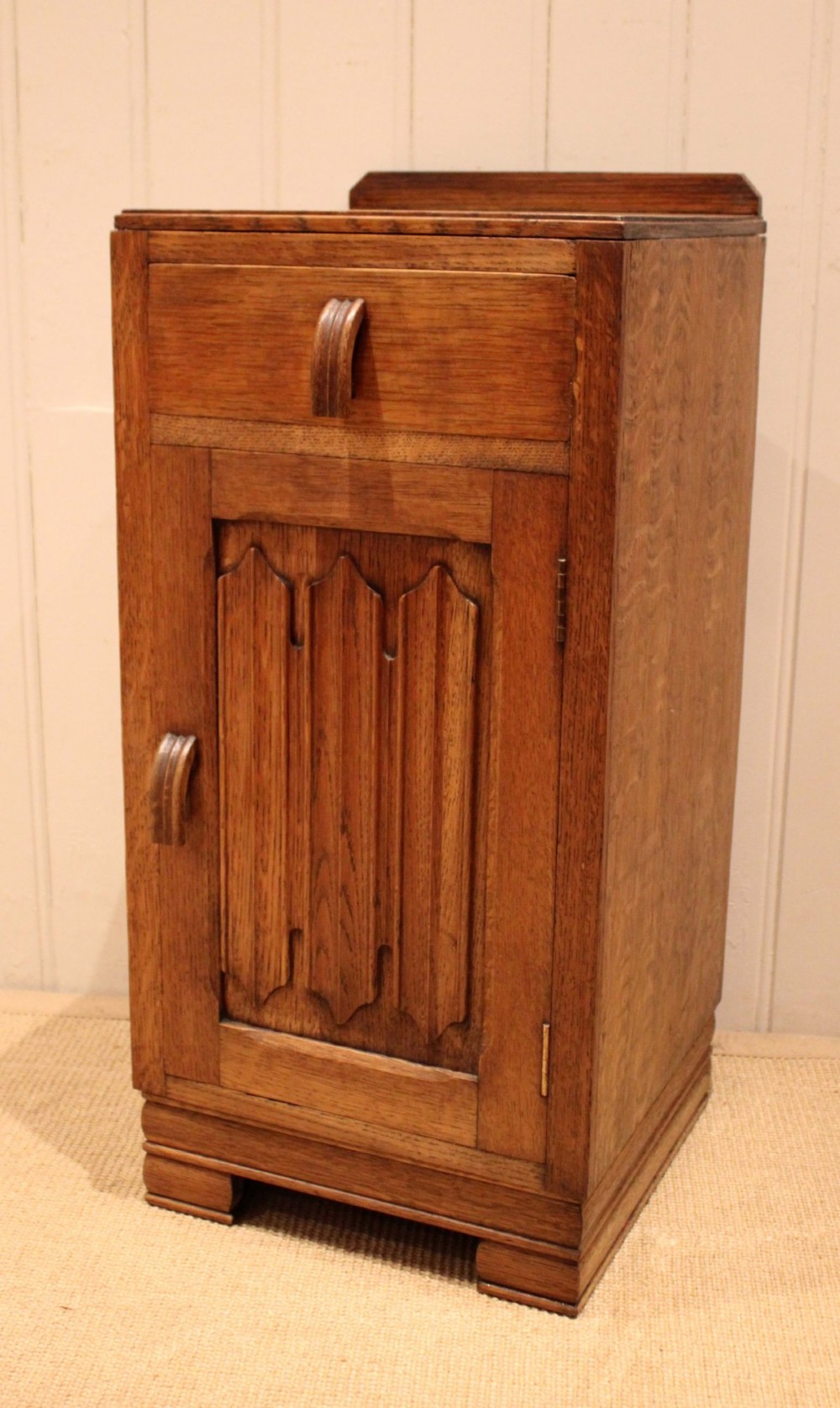 Oak Linenfold Bedside Cabinet View XI