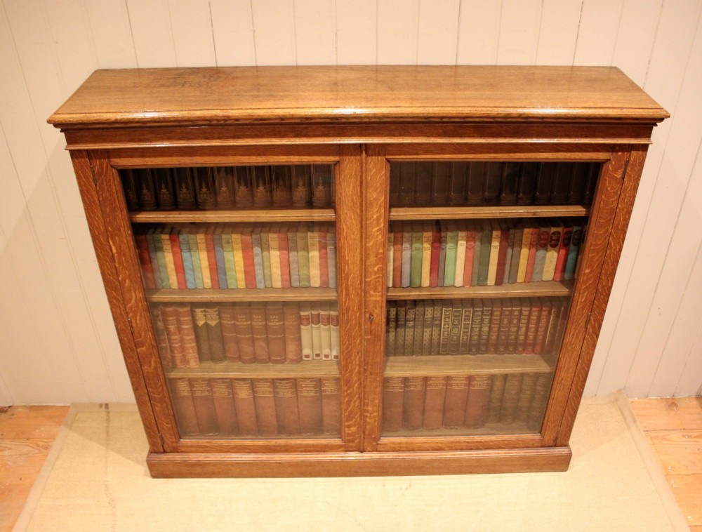 Large Oak Glazed Library Bookcase View III