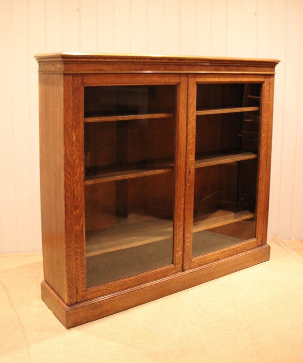 Large Oak Glazed Library Bookcase View II