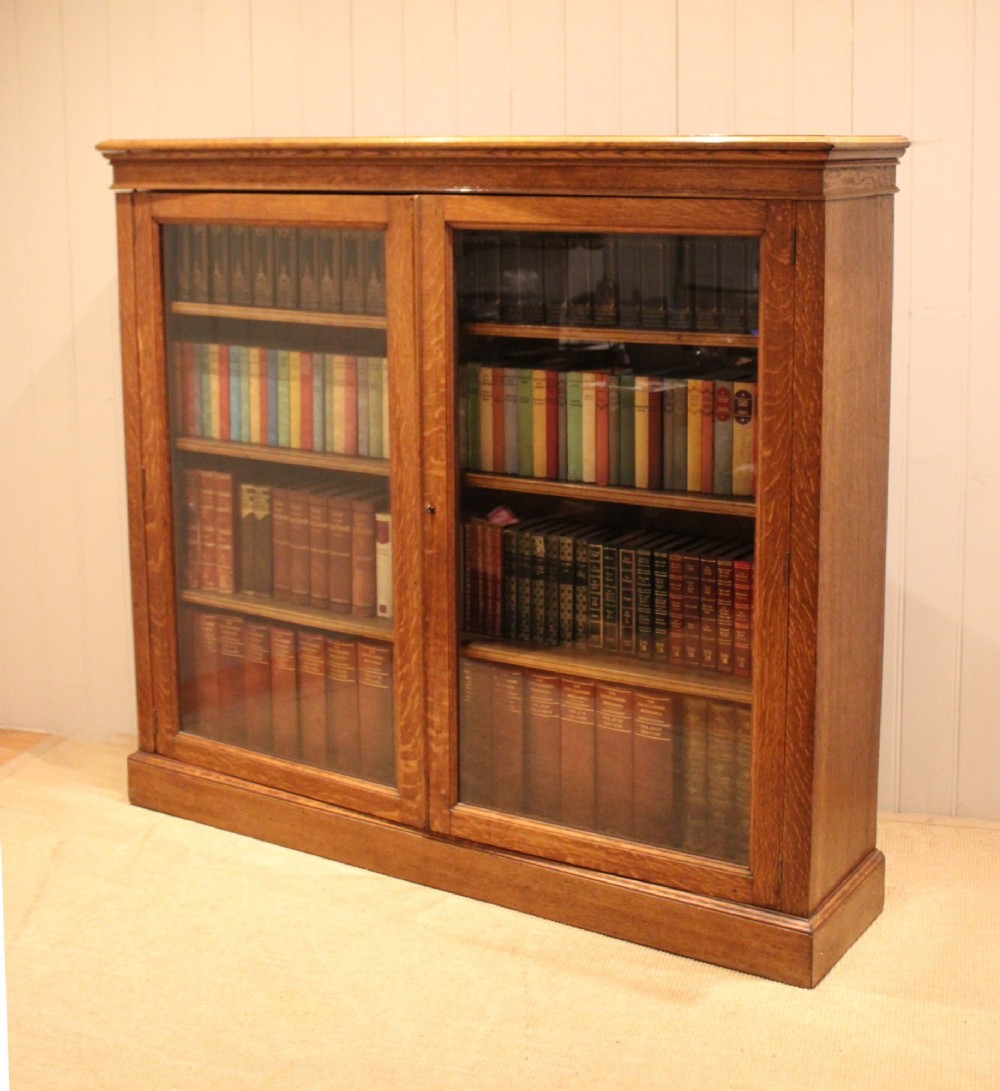 Large Oak Glazed Library Bookcase