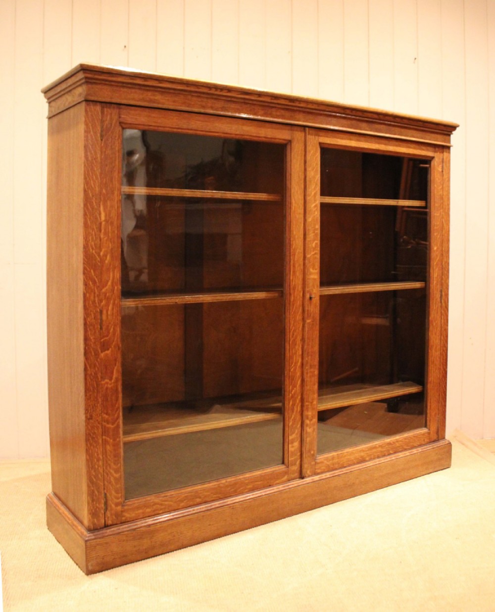 Large Oak Glazed Library Bookcase View V