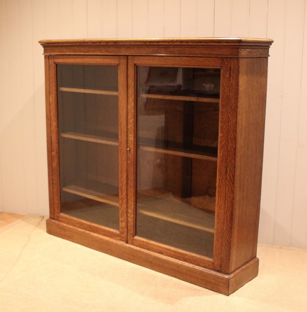 Large Oak Glazed Library Bookcase View X