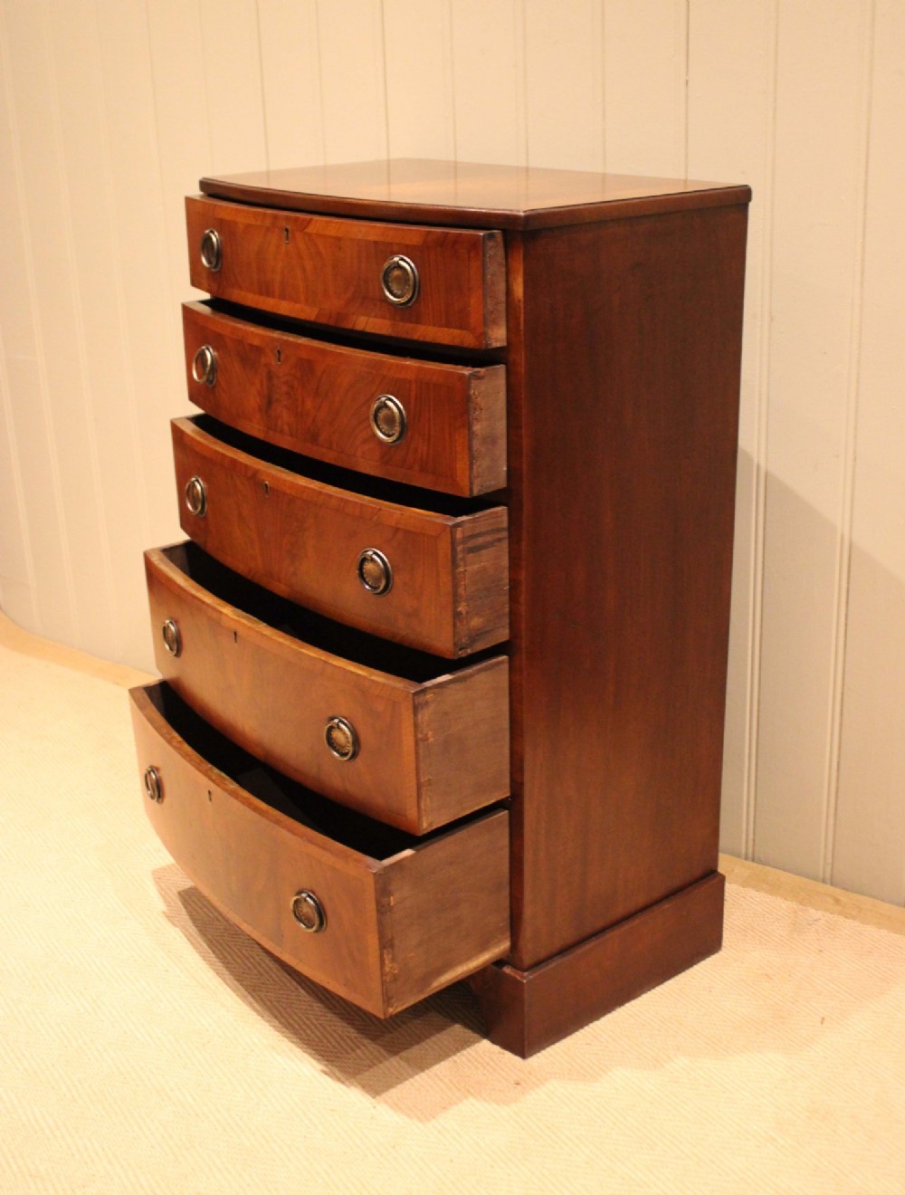 Walnut Bow Front Chest Of Drawers View VIII