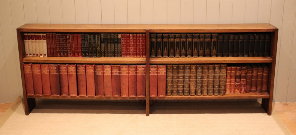Long Slim Low Open Oak Bookcase
