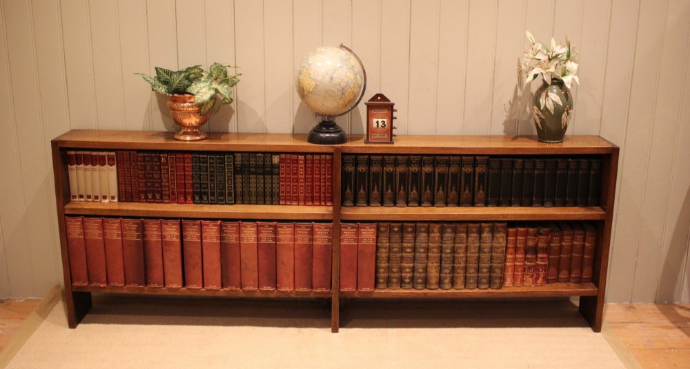 Long Slim Low Open Oak Bookcase View III