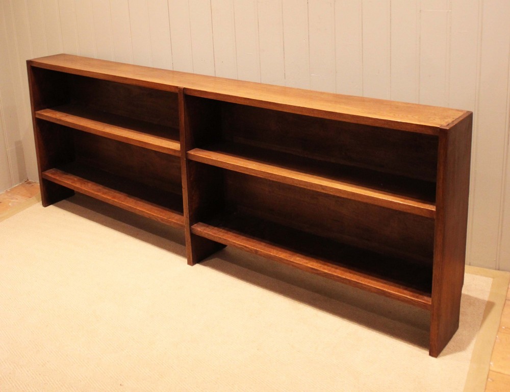 Long Slim Low Open Oak Bookcase View IV